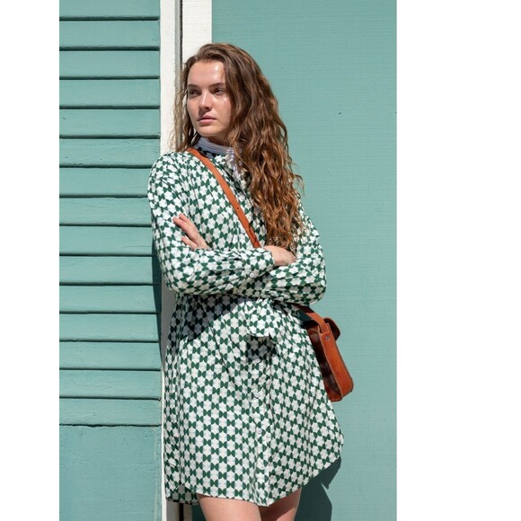 Voyageur By Mersea Aphrodite Long Sleeve Shirt Dress Printed Buttondown S 280018 - Picture 2 of 9